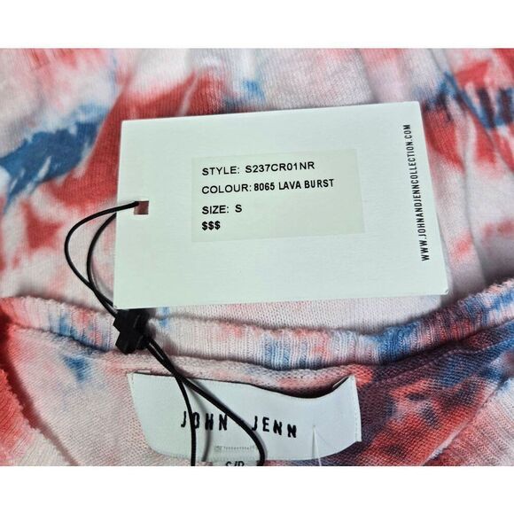 John + Jenn Chill Tie Dye Cropped Sweatshirt Lava Bust 1/2 Sleeve Size Small - Picture 7 of 8